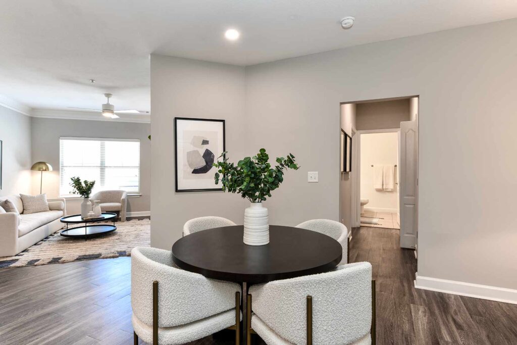 Dining area with view of living room