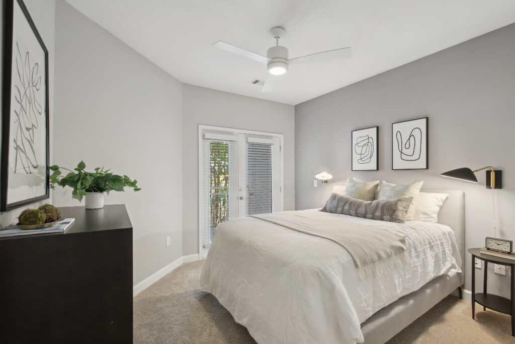 Bedroom with bed and nightstand
